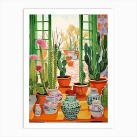 Cactus Painting Maximalist Still Life Nopal Cactus 1 Art Print