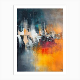 Abstract Painting, Impressionism, Acrylic, Orange Color Art Print