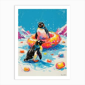 Penguins In The Pool Art Print