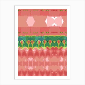 Pink And Green Pattern Art Print