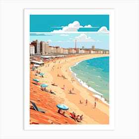 Brighton Beach, England, Flat Illustration 4 Art Print