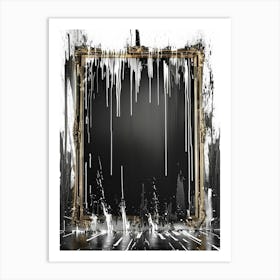 Black Frame With Dripping Paint Art Print