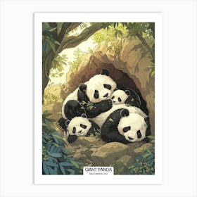 Giant Panda Family Sleeping In A Cave Poster 3 Art Print