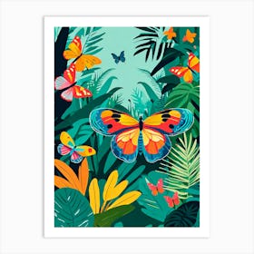 Colourful Butterfly Jungle v2 Art Print