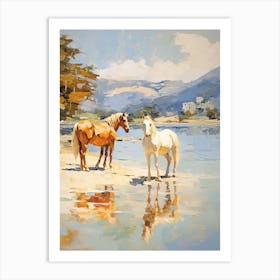 Horses Painting In Queenstown, New Zealand 2 Art Print