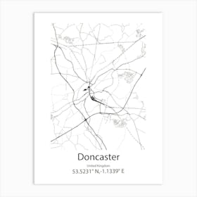 Doncaster,United Kingdom Minimalist Map Art Print