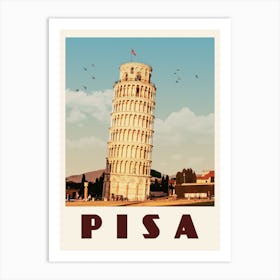 Pisa Italy Travel Poster 2 Art Print