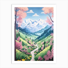 Tour De Mont Blanc France 3 Hike Illustration Art Print