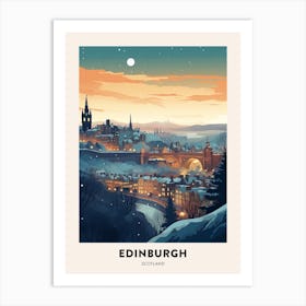 Winter Night  Travel Poster Edinburgh Scotland 3 Art Print
