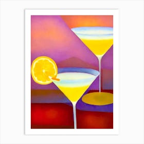 Lemon Drop MCocktail Poster artini Paul Klee Inspired Abstract Cocktail Poster Art Print