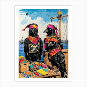 Crows On A Ship Art Print