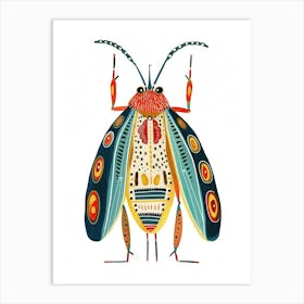 Colourful Insect Illustration Cricket 8 Art Print