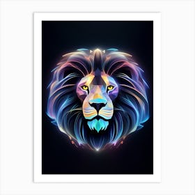 Neon Lion Head 1 Art Print