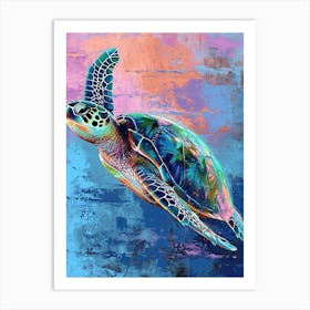 Colourful Textured Painting Of A Sea Turtle 4 Art Print