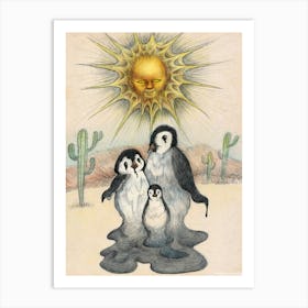 Penguins In The Desert Art Print