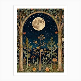 Moonlight In The Garden Style William Morris 1 Art Print