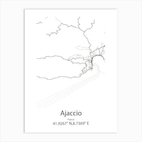 Ajaccio,France Minimalist Map Art Print