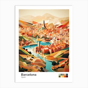 Barcelona, Spain, Geometric Illustration 1 Poster Art Print