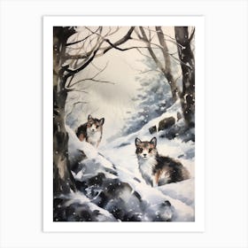 Winter Watercolour Stoat 2 Art Print