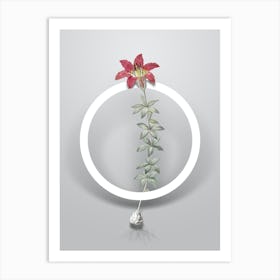 Vintage Wood Lily Minimalist Floral Geometric Circle on Soft Gray n.0124 Art Print