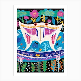 Maximalist Animal Painting Manta Ray 1 Art Print