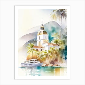 Santa Catalina Island Panama Watercolour Pastel Tropical Destination Art Print
