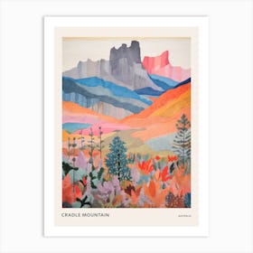 Cradle Mountain Australia 1 Colourful Mountain Illustration Poster Art Print