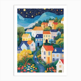 Colorful Summer  Village Houses  Art Print Art Print