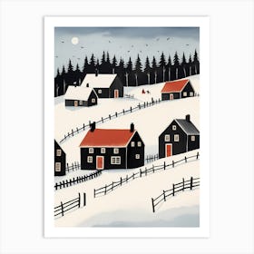 Scandinavian Village Scene Painting (29) Art Print