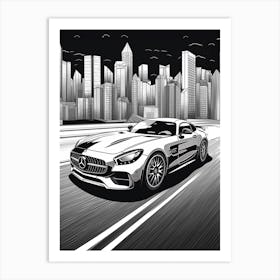 Mercedes Benz Amg Gt City Drawing 3 Art Print