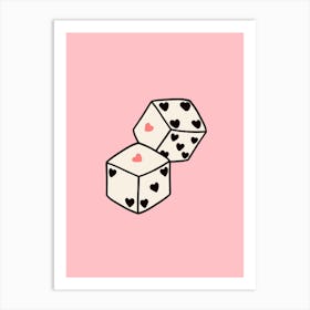 Heart Dice Pink Art Print