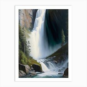 Stalheimskleiva Waterfall, Norway Peaceful Oil Art  (2) Art Print