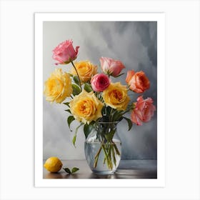 Roses In A Vase Art Print