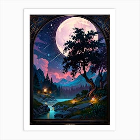 Full Moon In The Forest 2 Art Print