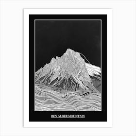 Ben Alder Mountain Line Drawing 2 Poster Art Print