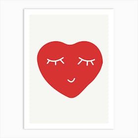 Heart With Closed Eyes Illustration Art Print