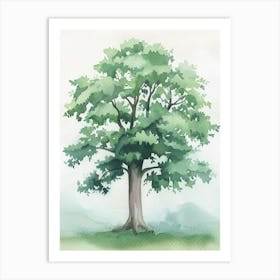 Mahogany Tree Atmospheric Watercolour Painting 1 Art Print