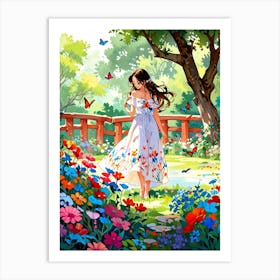 Girl In The Garden 1 Art Print