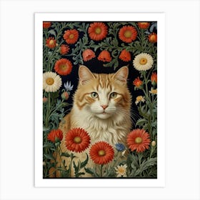 Cat In Daisies Art Print