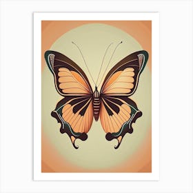 Butterfly Outline Retro Illustration 1 Art Print
