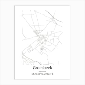 Groesbeek,Netherlands Minimalist Map Art Print