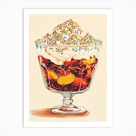 Retro Trifle With Rainbow Sprinkles Vintage Cookbook Inspired 3 Art Print