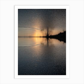 Sunset at the lake, abstract reflections in water Art Print