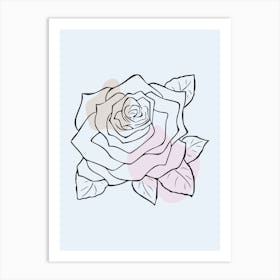 Rose line art Art Print