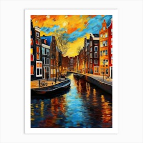 Wall painting print, Amsterdam, Netherlands, landscape art, Van Gogh style, fine art..221 Art Print