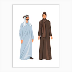 United Arab Emirates Man And Woman In Clothes Art Print