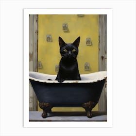 Black Cat In Bathtub 8 Art Print