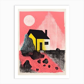 A House In Reykjavik, Abstract Risograph Style 2 Art Print