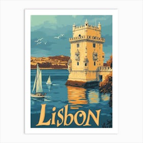 Aihrgdesign A Classic 1960s Travel Poster For Lisbon 2 Art Print