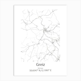 Greiz,Germany Minimalist Map Art Print